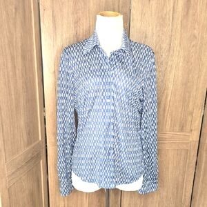 Herion Women Geometric Blouse Blue Patterned Italy